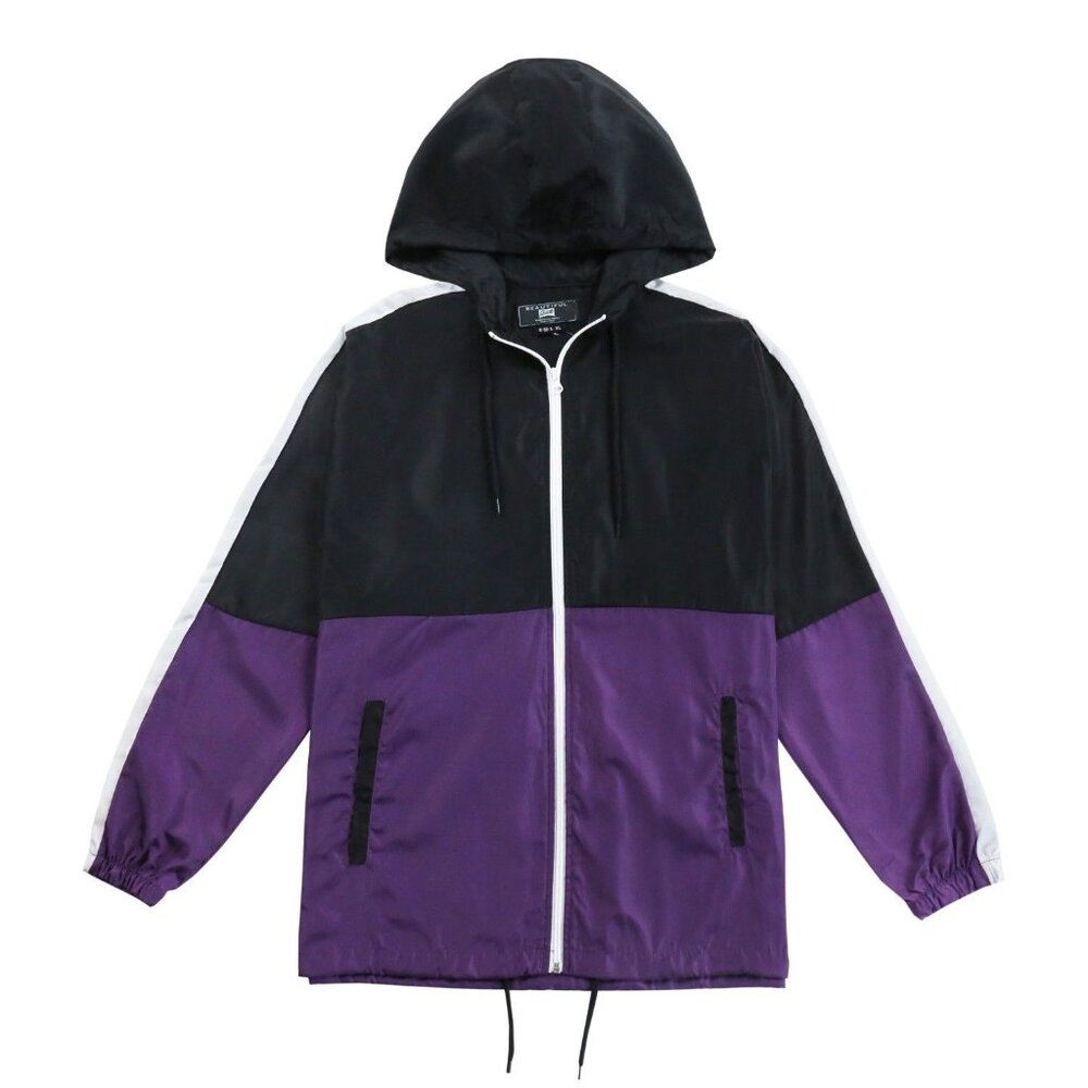 Men's Two Tone Windbreaker Hooded Jacket Outwear Size 3XL
